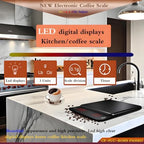 Portable Mini Digital Coffee Scale Electronic Kitchen Scale with Timer Function and Led red Letter high Clear Display Screen,3.0Kg Max D0.1g Dual Power Dry Battery or Rechargeable.Black - Image 3
