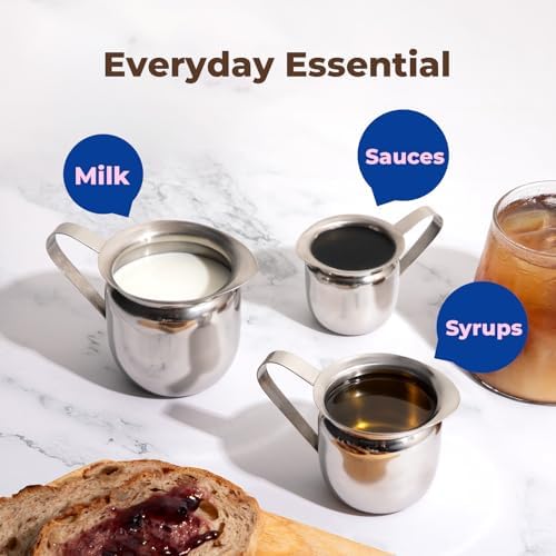 Fit Meal Prep [12 Pack] 5 oz Creamer Pitcher - Stainless Steel Bell Creamers, Mini Cup Container for Serving Milk, Coffee Cream, Salad Dressing, Maple Syrup, Espresso Machine for Restaurant, Cafes - Image 4