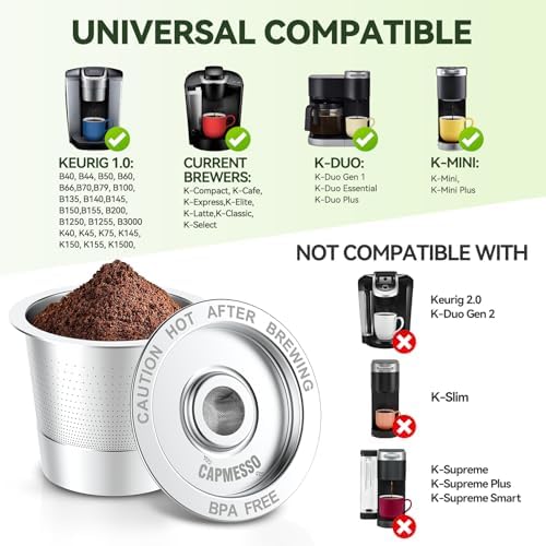 6 Pack Reusable K Cups Coffee Pods for Keurig 1.0: Stainless Steel Refillable K Cup - Reusable Coffee Filter for Keurig 1.0 Coffee Maker, Permanent, Eco-Friendly, Innovative Design - Image 3
