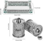 Crystal Salt and Pepper Shakers Set with Tray,Sparkly Crystal Crushed Diamond House Decor for Kitchen,Bling Salt Pepper Jar Container Pot for Countertop,saleros para cocina elegantes,Silver - Image 4