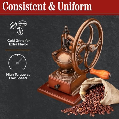 Classic Cuisine Manual Burr Coffee Grinder, Copper, 12.2” x 9.06” x 13.78” - Image 5