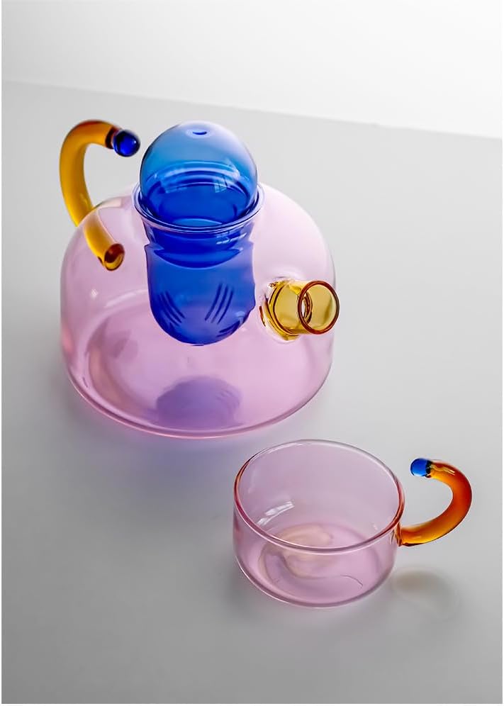 Glass Teapot Stovetop 13 OZ/400ml, Tea Pot with Removable Infuser, Colorful Clear Tea Kettle, Teapot Blooming and Loose Leaf Tea Maker Tea Brewer for Camping, Travel (Tea Pot-Pink) - Image 6