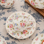 Agyiuns tea cups and saucers ceramic coffee mug 6oz set of 4 for Latte, Cafe Mocha, white with flowers - Image 7