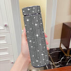17 oz Bling Stainless Steel Water Bottle Rhinestone Vacuum Water Bottle Glitter Bottles Diamond Vacuum Flask Mug Gift Girls Women (500ml),Black - Image 3