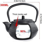 0.3 L Small Japanese Cast Iron Teapot With Stainless Steel Infuser For One Person, Hobnail Tetsubin Kettle For Making Tea, Black - Image 3