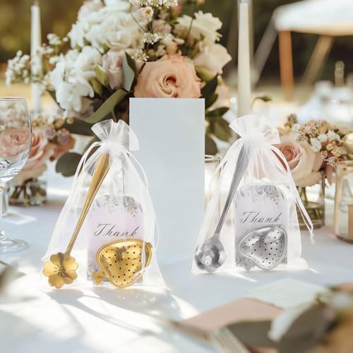 uxcell 25 Set Bridal Shower Tea Party Favor for Cherry Blossom Spoon, Gold - Image 5