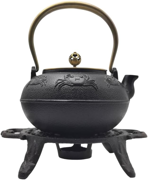 44oz Cast Iron Teapot Set with Tea Light Warmer, Durable Japanese Tetsubin Teapot for Stovetop, Asian Tea Kettle for Adults, Elegant Durable Tea Gift Set (1300ml) by SECHUDO