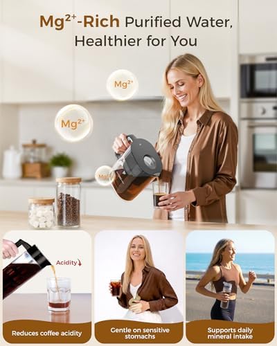 Waterdrop PT-10 Cold Brew Coffee Maker with 4 Magnesium Water Filter Well-Balanced Acidity, Unlocks Aroma, Stainless Steel Filter for Iced Coffee, Tea, Lemonade, BPA-Free Cold Brew Pitcher,Black - Image 4
