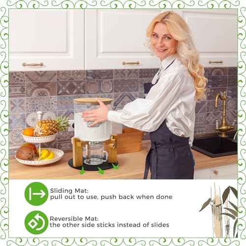 Glass Rice Dispenser 10 lbs, with Airtight Lid & Labels & Slider mat. Make your glass rice container Glass AND Bamboo rice container! Best 5L capacity grain dispenser and rice holder - Image 3