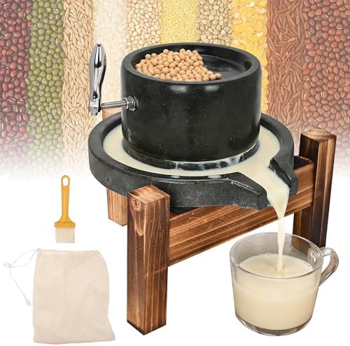 Manual Stone Grain Mill with Stainless Steel Handle, Natural Granite by Gtouse