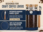 KKC Airtight Glass Coffee Canister 40 oz/1200 ml with Scoop, Holds 1 lb Whole Coffee Beans & Ground Coffee, Clear Storage Jar with Bamboo Lid & Silicone Base Protector for Coffee Bar, Blue - Image 7
