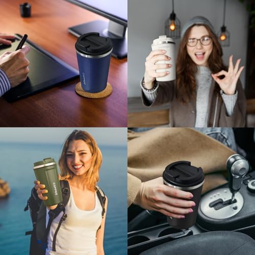 4 Pack Travel Coffee Mug 12oz Insulated Coffee Cup with Lid, Reusable Thermal Coffee Cup Stainless Steel Coffee Tumbler to Keep Hot & Cold Drinks for Car, Daily, Travel and Gifts, Multicolor - Image 7