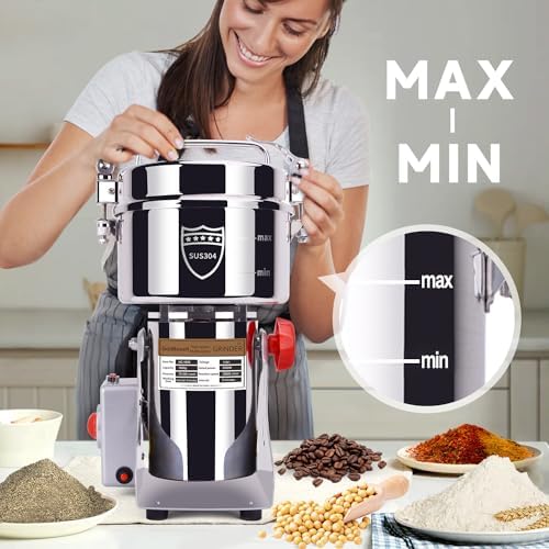 Goldtouch 1000g Grain Mill Grinder 3000W Electric Stainless Steel Grain Grinder High-Speed Pulverizer Powder Machine for Dry Wheat, Oats, Corn, Pepper and Coffee Beans (1000g Swing Type) - Image 6