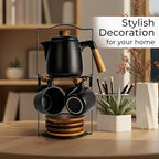 MIAMIO - Teapot Set with 4 Cups & Rack (34/10 oz) with Infuser (Black) - Image 4