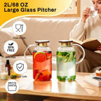 Buaic 2 PACK Glass Pitcher with Lid, 68oz/ 2 Liter Glass Water Pitcher - Image 6