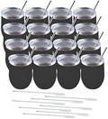 Amtidy 16 Pack Powder Coated Stainless Steel Tumbler with Lid,Equipped with straw and straw brush，12 oz Double Wall Vacuum Insulated Travel Tumbler Cup for Coffee, Wine, Cocktails by Unknown