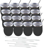 Amtidy 16 Pack Powder Coated Stainless Steel Tumbler with Lid,Equipped with straw and straw brush，12 oz Double Wall Vacuum Insulated Travel Tumbler Cup for Coffee, Wine, Cocktails by Unknown