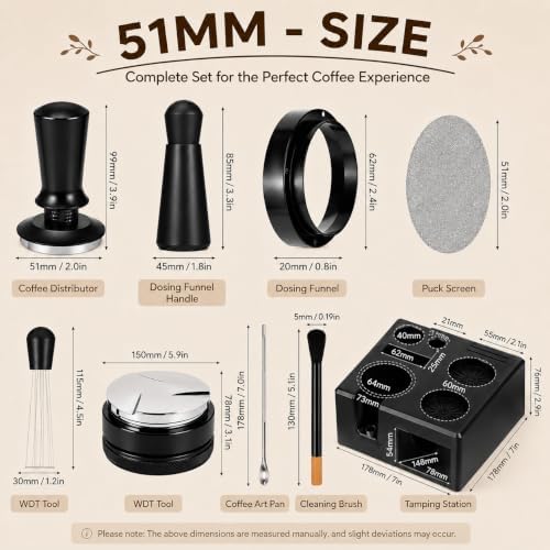 Espresso Tamper Set 51mm, 9 PCS Espresso Accessories Kit & Tamping Station - Image 2