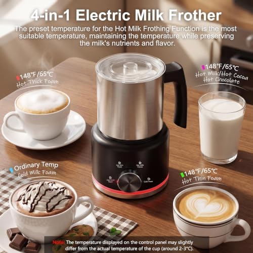 Milk Frother, 16.9 OZ Electric Milk Frother and Steamer, Black - Image 6