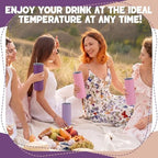 8 Pcs 20oz Insulated Stainless Steel Tumbler with Lid and Straw, Purple - Image 6