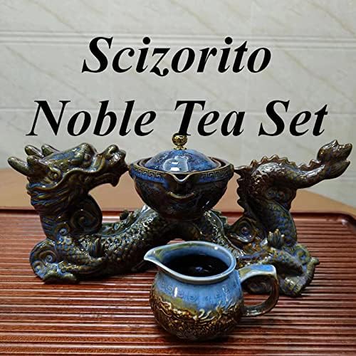 Chinese Gongfu Tea Set Gift Box, Chinese Dragon Shape, Pure Hand Firing, with 360Rotating Teapot and Infuser, Suitable for Office, Home, Gift (Dragon Feast) - Image 2