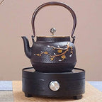 1200ml Japanese Cast Iron Teapots Tetsubin Tea Kettle Set With Pure Copper Pot Lid And Handle, For Loose Leaf Tea And Teabags, Plum Blossom Pattern, Black - Image 5