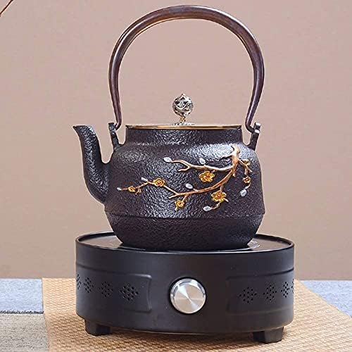 1200ml Japanese Cast Iron Teapots Tetsubin Tea Kettle Set With Pure Copper Pot Lid And Handle, For Loose Leaf Tea And Teabags, Plum Blossom Pattern, Black - Image 5