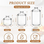 Suclain 6 Pack Acrylic Cookie Candy Jar with Lid, 14oz,24oz,34oz - Image 2