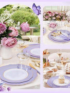 WDF 150Pcs Purple Plates Disposable - Baroque Lavender Purple and Gold Plates - 25Guest Plastic Dinnerware Ideal for Wedding/Party/Birthday/Bridal Shower - Image 6