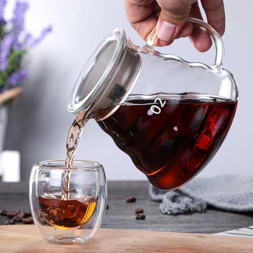 Pour Over Coffee Maker with Lid,Clear Glass for Coffee Shop，600ml - Image 4