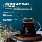 Ovalware Glass Range Coffee Server For Pour Over Coffee & Tea - 600ml and 800ml Microwave Safe & Heatproof 2.5mm Thick Glass Body - Image 7