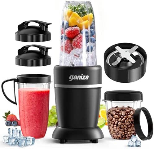 Ganiza Smoothie Blender Max 1300W, Personal Kitchen Blender & Grinder Combo by Ganiza