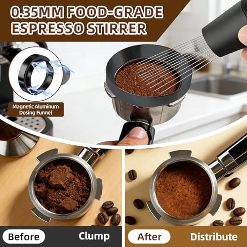 26 PCS Espresso Accessories Kit, Espresso Tamper Kit Coffee Tamper Set, 51mm Espresso Tamper with Spring Loaded Calibrated, Espresso Puck Screen and Dosing Funnel with 16 PcsLatte Art Kit - Image 3