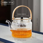 Glass Teapot with 2 Infusers 1100ml/37.2 fl oz, Heat-Resistant Borosilicate Glass Tea Pot with Infuser for Loose Leaf Tea, Stovetop Safe - Image 4