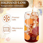Umigy 8 Pcs 16oz Fall Thanksgiving Ice Coffee Cup with Lids & Glass Straw - Image 6