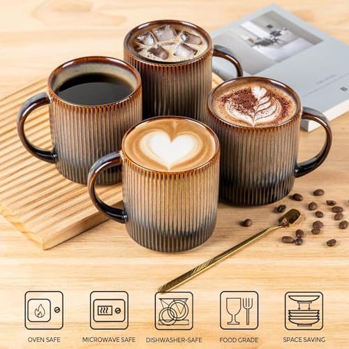 theterra Ceramic Coffee Mugs Set of 4, 14.2 oz Coffee Cups with Handle - Image 4