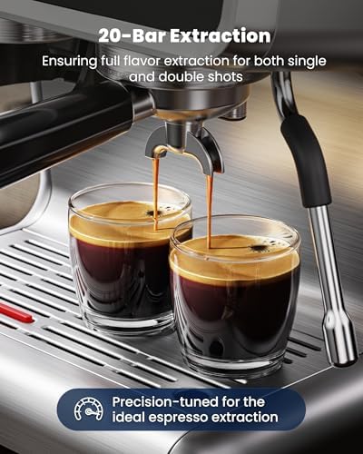 Coffee Maker with Grinder, 30 Settings & 20 Bar Pump, Espresso Machine with 58mm Portafilter & Milk Frother for Cappuccino or Latte - Image 2