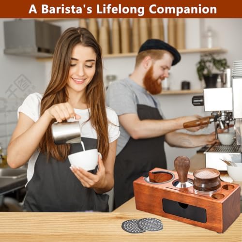 Wooden Espresso Tamping Station for 51-54mm & 58mm Portafilters - Image 6