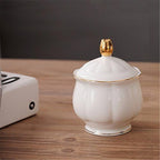 ufengke 15 Pieces Simple White English Ceramic Tea Sets,Tea Pot,Bone China Cups with Metal Holder Matching Spoons,Afternoon Tea Set Service Coffee Set - Image 5