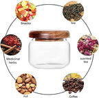 SAIOOL Kitchen Canisters Set of 6-8.5oz Glass Spice Jars With Acacia Airtight Lid and Labels Round Spice Bottles for kitchen Seasoning Baby Food Kids Snacks Meal Prep Containers Candle - Image 4