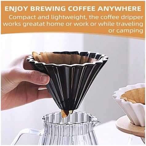 Ceramic Coffee Filter, Origami Cone Style Pour Over Dripper Reusable Hand Brewed For Home Cafe(Black,14cm) - Image 5