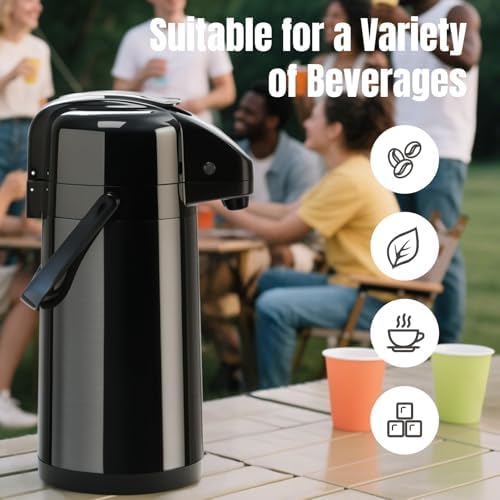 PARACITY Coffee Dispenser with Pump, Coffee Carafe, 84.5 fl oz/2.5 L, Black - Image 7