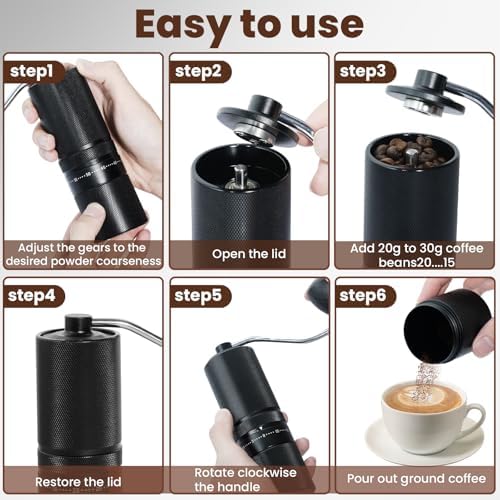 Manual Coffee Grinder with 60 Adjustable Settings, Portable Hand Coffee Bean Mill with 28g Capacity, Stainless Steel Conical Burr Coffee Bean Grinder for French Press, Pour Ove,Gifts for Coffee Lovers - Image 5