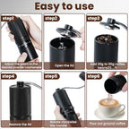 Manual Coffee Grinder with 60 Adjustable Settings, Portable Hand Coffee Bean Mill with 28g Capacity, Stainless Steel Conical Burr Coffee Bean Grinder for French Press, Pour Ove,Gifts for Coffee Lovers - Image 5