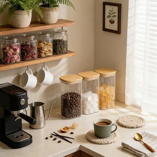 KEYWING 50oz Glass Storage Containers with Airtight Lids for Pantry, 3 Pack - Image 4