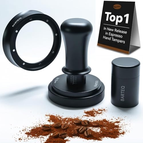 53.3mm Premium Professional Barista Kit 4-in-1: Double Spring Loaded Self-Leveling Espresso Tamper with WDT Tool, Dosing Funnel & Anti-Slip Base. Anodized Aluminum for 53mm - 54mm Portafilters. by Unknown