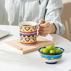UNICASA Ceramic Coffee Mug Set of 4, 10 oz Colorful Cups with Handle, Boho Style for Latte, Cappuccino, Cocoa, Microwave & Dishwasher Safe - Image 4