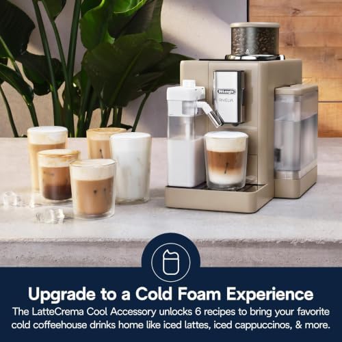 De'Longhi Rivelia Automatic Espresso Machine, Grinder, Milk Frother, Beige - Image 3