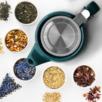 ORNA Ceramic Teapot with Tea Infuser – Small Tea Pot for Loose Leaf Tea – 550ml / 18.6 Oz Porcelain Non-Stove Teapot for 2 Cups with Tea Strainer (Ocean) - Image 6
