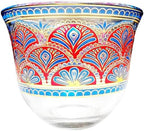 Chandler Espresso Turkish Arabica Coffee Cup Assorted Design Available from Brand 70ml 2.5oz Set of 6 Cups with Gift Box (Glass, Red Blue Peacock Feather Decal G) - Image 6